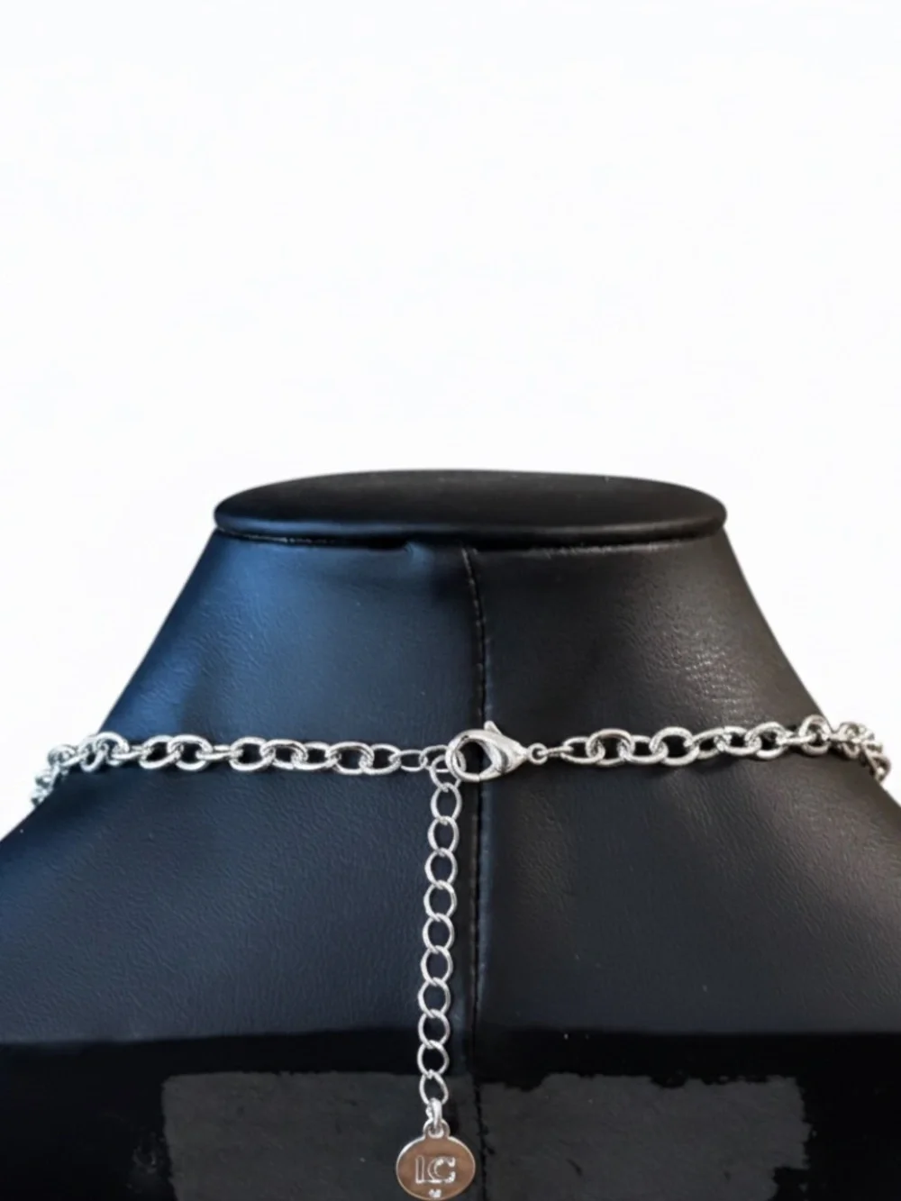Liz Claiborne Silver Black Pendant Statement Necklace